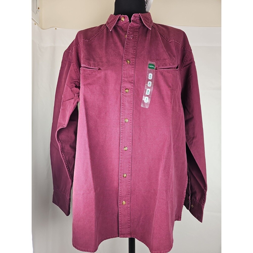 Cabela's Roper Canvas Shirt XL Tall Burgundy Button New With Tags Vintage